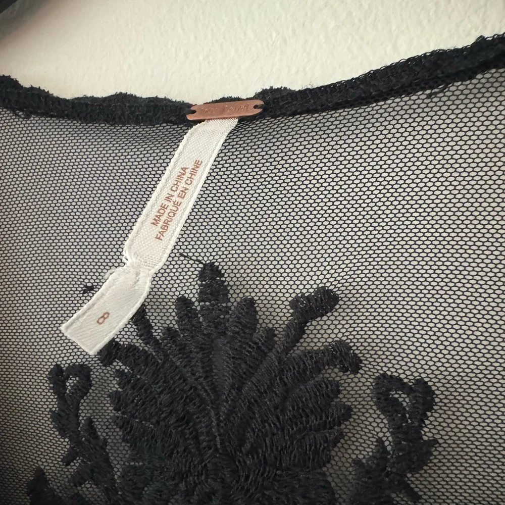 Free People Embroidered Mesh Reign Over Me Dress in Black Womens Size 8